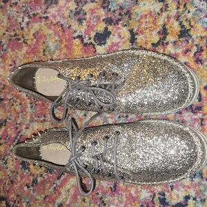 Joy & Mario Women’s silver Shiny loafers Casual Espadrilles size 39